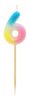 Colour 6-inch Pastel Ombre number candle, cake candle