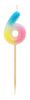 Number Pastel Ombre Colorful number 6 candle, birthday cake candle