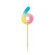 Number Pastel Ombre Colorful number 6 candle, birthday cake candle