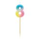 Colour 8 as Pastel Ombre number candle, cake candle