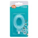 Number Pearly Light Blue 0 Candle, Birthday Candle