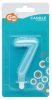 Blue 7's Pearly Light number candle, cake candle