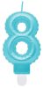 Blue 8 as Pearly Light number candle, cake candle