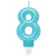 Blue 8 as Pearly Light number candle, cake candle