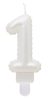 Number Pearly White number 1 candle, birthday cake candle