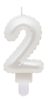 White 2es Pearly number candle, cake candle