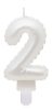 Number Pearly White number 2 decorative candle, cake candle
