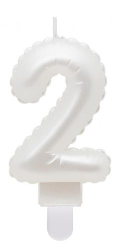 Number Pearly White number 2 decorative candle, cake candle