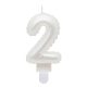 Number Pearly White number 2 decorative candle, cake candle