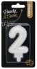 Number Pearly White number 2 decorative candle, cake candle