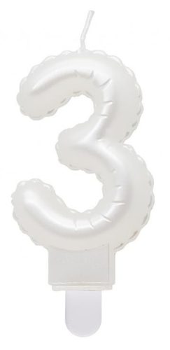 White 3 as Pearly number candle, cake candle