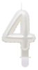 Number Pearly White number 4 candle, cake candle