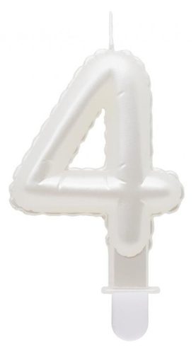 White 4 in Pearly number candle, cake candle