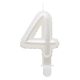 White 4 in Pearly number candle, cake candle