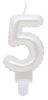 White 5 candle Pearly number candle, cake candle