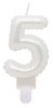 Number Pearly White number 5 candle, cake candle