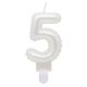 White 5 candle Pearly number candle, cake candle