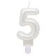 Number Pearly White number 5 candle, cake candle