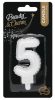 Number Pearly White number 5 candle, cake candle