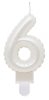 Number Pearly White Number 6 Birthday Candle