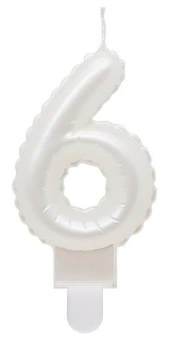 Number Pearly White Number 6 Birthday Candle