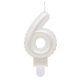 Number Pearly White Number 6 Birthday Candle