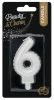 Number Pearly White Number 6 Birthday Candle