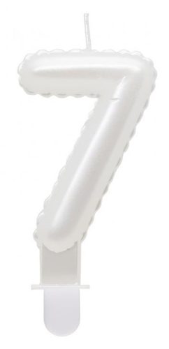 Number Pearly White number 7 candle, birthday candle