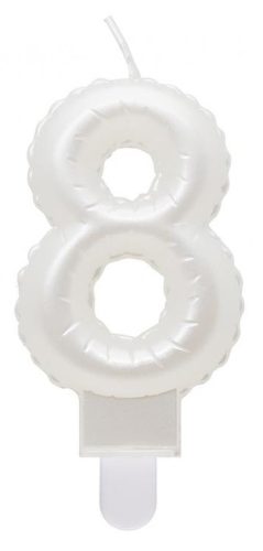 White 8 as Pearly number candle, cake candle