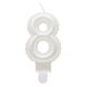 White 8 as Pearly number candle, cake candle