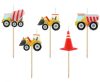 Vehicle Building Blocks Construction birthday candle set, set of 5