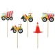 Vehicle Building Blocks Construction birthday candle set, set of 5