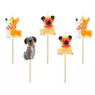 Animals Corgi Dog cake candle, candle set 5 pieces