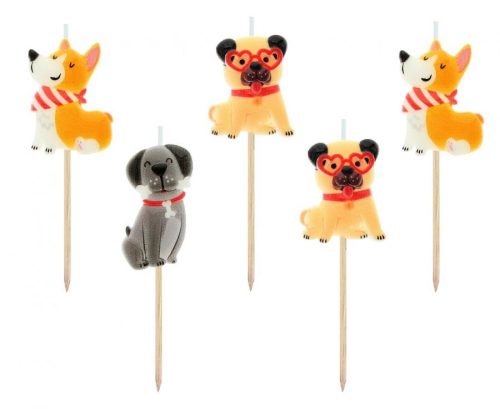 Animals Corgi Dog cake candle, candle set 5 pieces