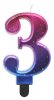 Colour 3 as Night Sky Metallic number candle, cake candle