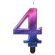 Number Night Sky Metallic Colorful number 4 birthday candle