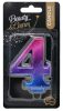 Colour 4-inch Night Sky Metallic number candle, cake candle