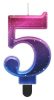 Colour 5 candle Night Sky Metallic number candle, cake candle