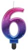 Colour 6-inch Night Sky Metallic number candle, cake candle