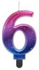 Number Night Sky Metallic Colored number 6 candle, birthday candle