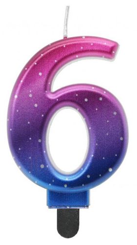 Number Night Sky Metallic Colored number 6 candle, birthday candle