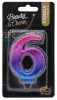 Number Night Sky Metallic Colored number 6 candle, birthday candle