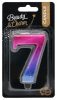 Number Night Sky Metallic Colorful number 7 candle, birthday candle