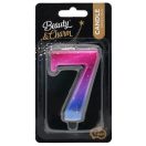 Number Night Sky Metallic Colorful number 7 candle, birthday candle
