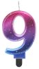 Colour 9-inch Night Sky Metallic number candle, cake candle