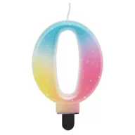   Number Pastel Ombre Colorful Number 0 Candle, Birthday Candle