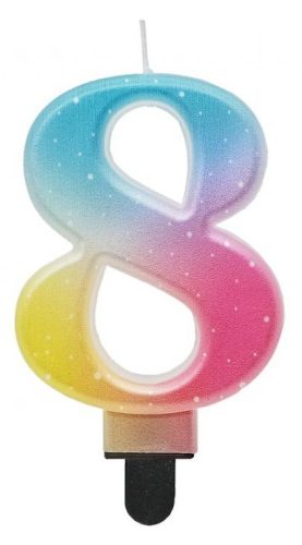 Colour 8 as Pastel Ombre number candle, cake candle