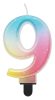Colour 9-inch Pastel Ombre number candle, cake candle