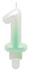 White-Green 1-es Ombre number candle, cake candle