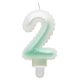 White-Green 2 es Ombre number candle, cake candle